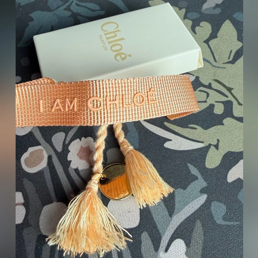 Chloé Authentic “I AM CHLOE”Parfum Peach Woven Tassle Adjustable Bracelet (BNIB) - Picture 5 of 6